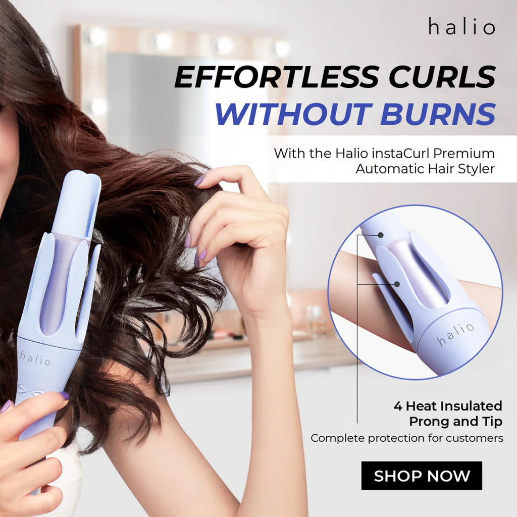 Effortless Curls Without Burns with the Halio instaCurl Premium Automatic Hair Styler - 4 Heat Insulated Prong and Tip - Complete protection for customers