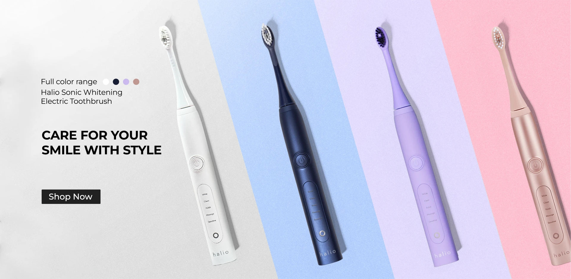 Halio Sonic Whitening Electric Toothbrush - Full Color Range (White, Rose Gold, Periwinkle, Midnight Blue) - Care for your smile with style