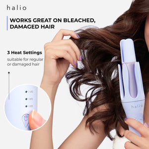 Halio instaCurl Premium Automatic Hair Styler - Works Great on Bleached, Damaged Hair - 3 Heat Settings (suitable for regular or damaged hair)