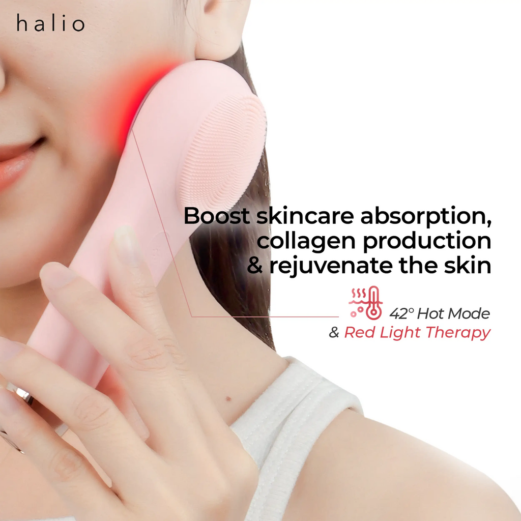 Halio Multi-task Cleansing & Massaging Device - Boost skincare absorption, collagen production & rejuvenate the skin - 42°C Hot Mode & Red Light Therapy