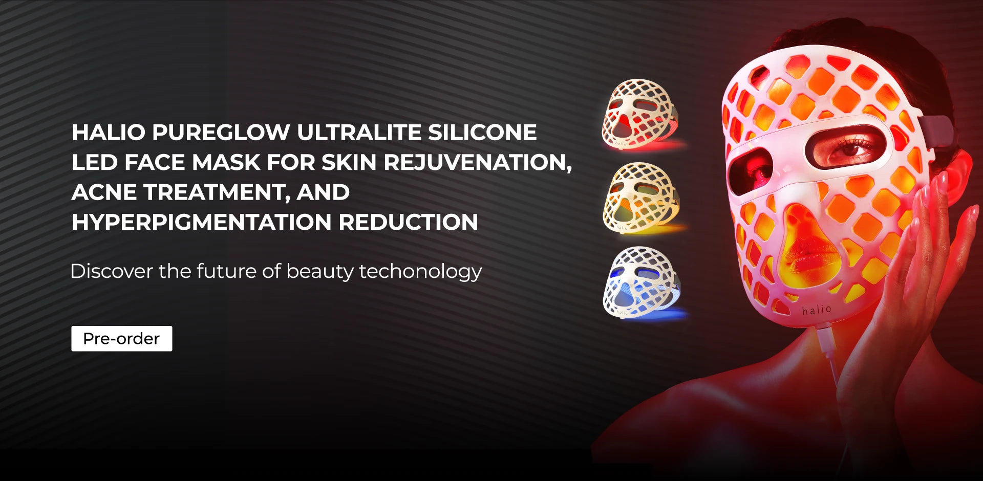 Halio PureGlow UltraLite Silicone LED Face Mask For Skin Rejuvenation, Acne Treatment, And HyperPigmentation Reduction - Discover the future of beauty technology