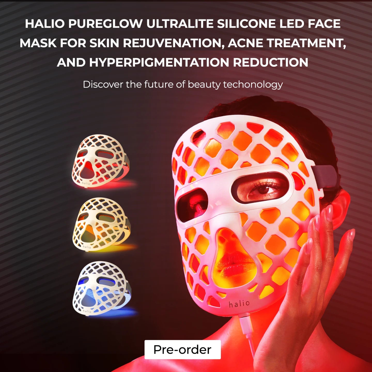 Halio PureGlow UltraLite Silicone LED Face Mask For Skin Rejuvenation, Acne Treatment, And HyperPigmentation Reduction - Discover the future of beauty technology