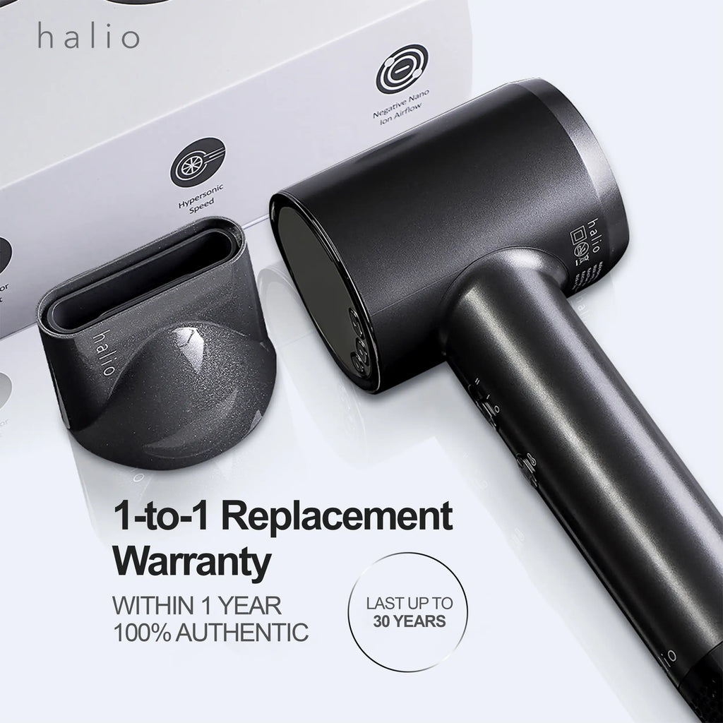 Halio Hypersonic Hair Dryer - 1-to-1 Replacement Warranty - Within 1 Year - 100% Authentic - Last up to 30 Years