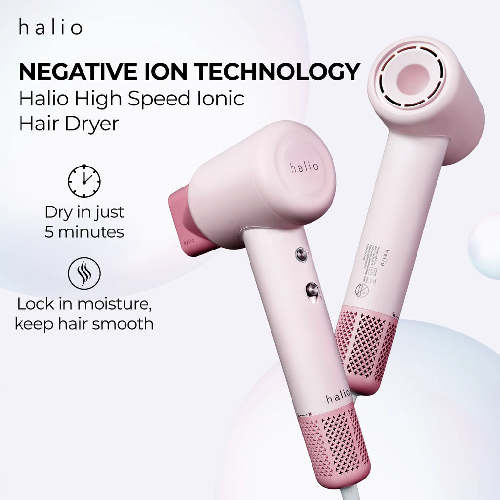 Halio High Speed Ionic Hair Dryer - Negative ION Technology - Dry in just 5 minutes - Lock in moisture, keep hair smooth