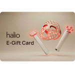 halio E-Gift Card with product illustrations on a beige background