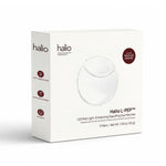 Halio L-PEP™ LED Red Light–Enhancing Depuffing Eye Patches 5-pair box with transparent patch illustration.