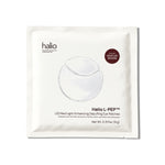 Halio L-PEP™ LED Red Light-Enhancing Depuffing Eye Patches package with transparent eye patch illustration and 0.317 oz label
