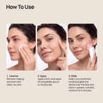 How To Use: cleanse, apply serum or moisturizer, then glide the Halio skincare wand upward and outward for 5 minutes.