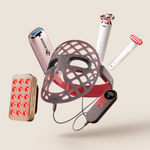 Halio Complete Longevity Set featuring an LED face mask and multiple red-light skincare devices.