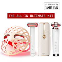 Bundle - The All-in Ultimate Kit - 1x Halio PureGlow Ultralite Silicone LED Face Mask, 1x Halio Red Light Therapy Device, 1x Halio InfinityGlow Advanced IPL Sapphire Cooling Hair Removal Device and 1x Halio RevitaWave Skin Rejuvenator