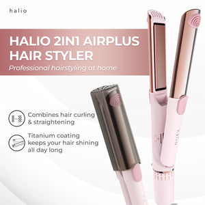 Halio 2in1 Airplus Hair Styler - Professional hairstyling at home - Combines hair curling & straightening - Titanium coating keeps your hair shining all day long