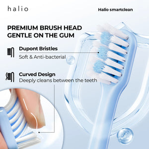 Halio Sonic SmartClean Electric Toothbrush - Premium Brush Head Gentle On The Gum: Dupont Bristles (Soft & Anti-bacterial), Curved Design (Deeply cleans between the teeth)