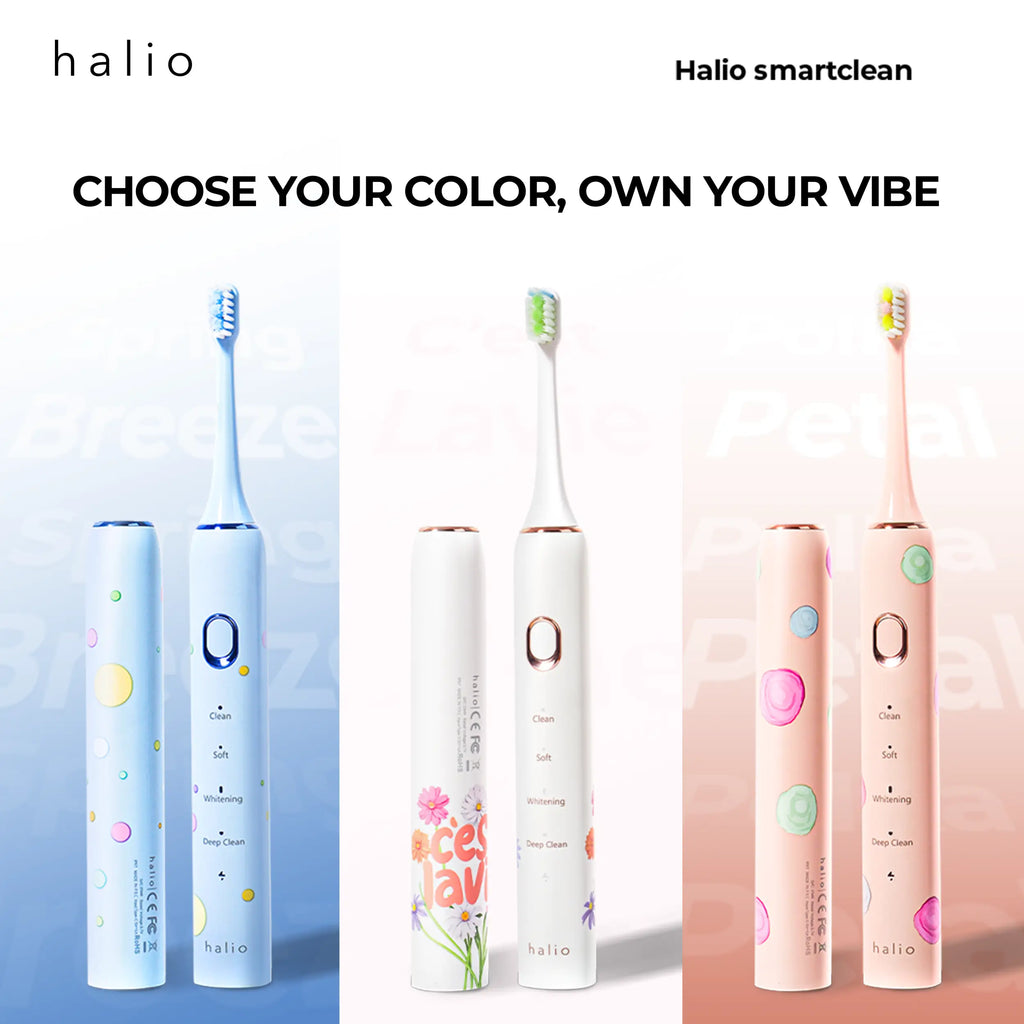 Halio Sonic SmartClean Electric Toothbrush - Choose Your Color, Own Your Vibe: Sky Blue, White, Coral