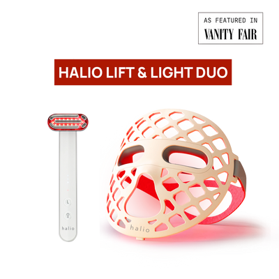 Halio Lift & Light Duo device on a white background with 'Vanity Fair' branding.