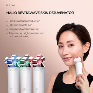 HALIO REVITAWAVE SKIN REJUVENATOR - Boosts collagen production - Lifts and sculpts skin - Improves blood circulation - Treats acne, brightens skin, and reduces wrinkles