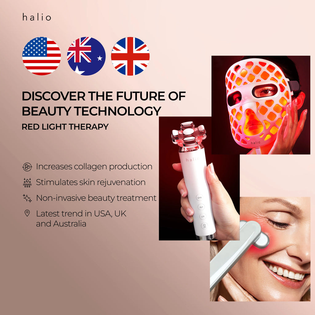 DISCOVER THE FUTURE OF BEAUTY TECHNOLOGY- RED LIGHT THERAPY - Increases collagen production - Stimulates skin rejuvenation - Non-invasive beauty treatment - Latest trend in USA, UK and Australia