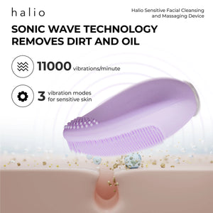 SONIC WAVE TECHNOLOGY REMOVES DIRT AND OILS - 11000 VIBRATIONS/MINUTE - 3 VIBRATION MODES FOR SENSITIVE SKIN