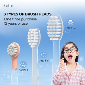 Halio Smartsonic Electric Kid Toothbrush - 3 TYPES OF BRUSH HEADS - One time purchase, 12 years of use