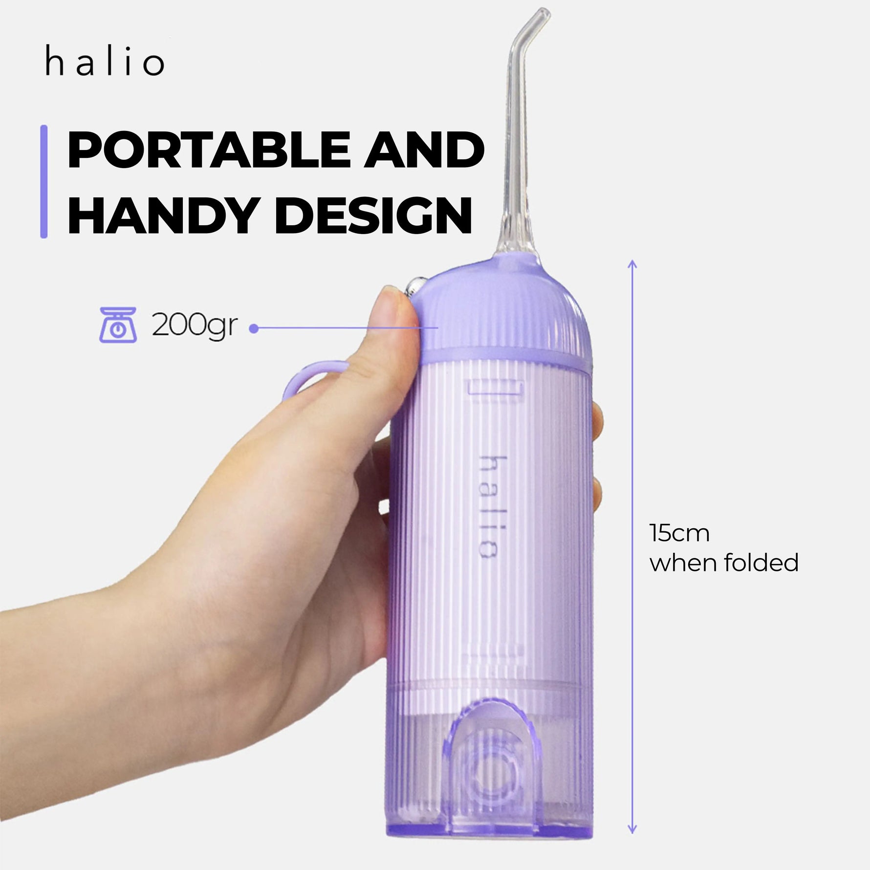 Halio UltraClean Oral Irrigator - Portable and Handy Design - 200gr - 15cm when folded