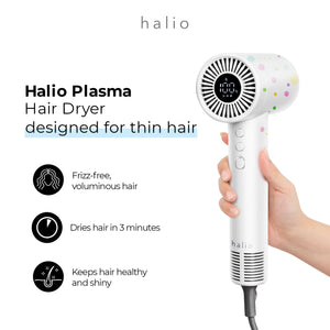 Halio Plasma Hair Dryer - designed for thin air - Highlights: Frizz-free voluminous hair, Dries hair in 3 minutes, Keeps hair healthy and shiny