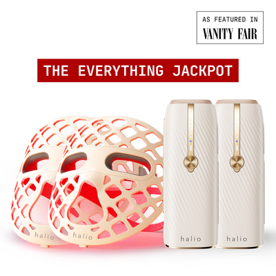 The everything jackpot - 2x Halio PureGlow Ultralite Silicone LED Face Mask and 2x Halio InfinityGlow