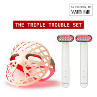 The triple trouble set - Halio PureGlow Ultralite Silicone LED Face Mask and 2x Halio Red Light Therapy Device